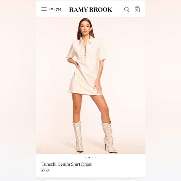 ramy brook tunechi denim mini dress Tunechi Denim Shirt Dress in light wash